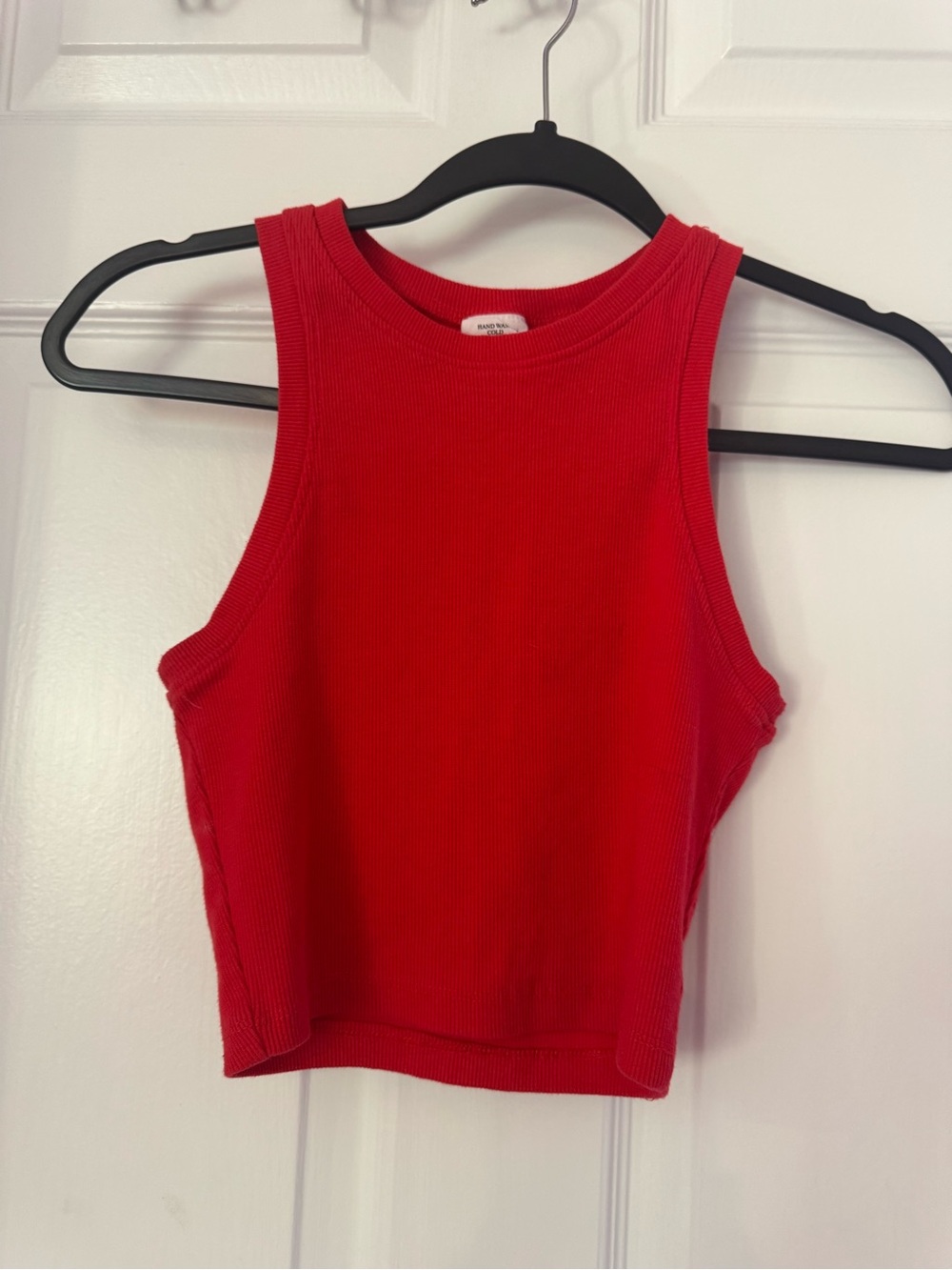 Sleeveless Red Ribbed Crop Tank Top for Women